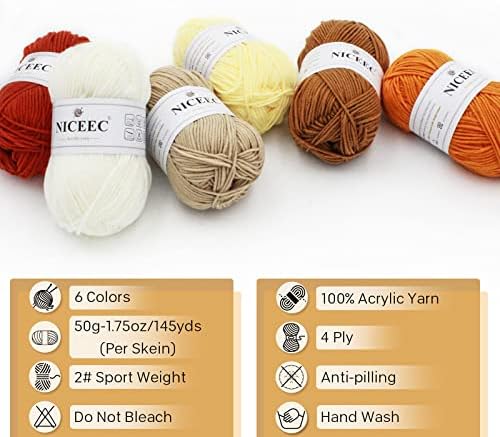 NICEEC 300g Soft Assorted Colors Yarn 100% Acrylic 870yds -Series 8 - Image 4
