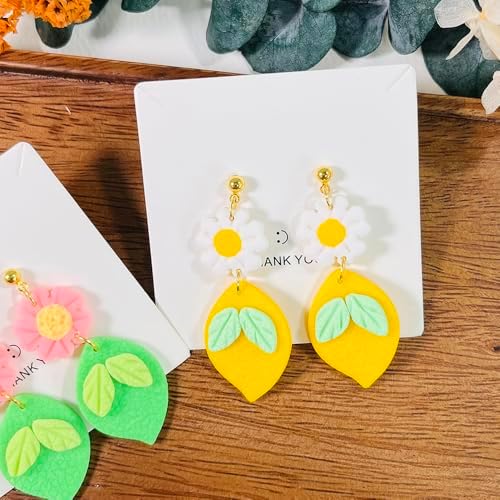 Xaekicr Lemon Flower Polymer Clay Cutters – 3 Pcs Clay Earring Cutters Set – Clay Tools for Polymer Clay Jewelry Making – DIY Summer Earring Cutter Kit for Crafts and Accessories - Image 4