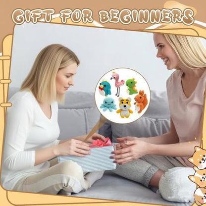 FHFTHYH 6Pcs Crochet Kit for Beginners, DIY Craft for Adults, Great Gift for Crochet Lovers, Crocheting Animal Kits with Step by Step Videos,Yarn,Crochet Hook,Birthday Holiday Gift - Image 5
