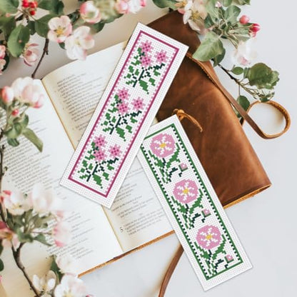 BEUNITONE Cross Stitch Bookmark Kit 6 Pcs Flower DIY Bookmarks Cross Stitch Kits for Adults Beginners with Instructions Cute Pre-Sorted Floss Cross-Stitch Stamped Embroidery Kit for Gifts 8''x2.4'' - Image 7