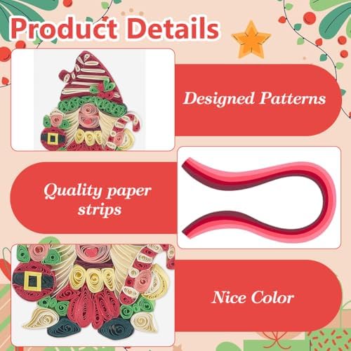 WEBEEDY 20 Sets Christmas Gnomes Paper Quilling Kit DIY Card Making Kit with Instruction for Adult Beginner Handmade 3D Christmas Trees Gnomes Greeting Card for Party Holiday Decor Gift - Image 3