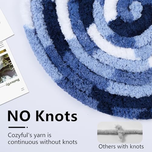 Cozyful Chunky Yarn for Hand Knitting - #10 Chunky Chenille Blanket Yarn, Jumbo Big Thick Chunky Yarns for Crocheting, Tie Dye Bulky Knit Yarns, 8 Skein (20 yds 8 oz Each Skein), Multi Blue & White - Image 4