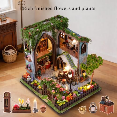 Roroom 3D Puzzles for Adults, Garden Pavilion Cofe Book Nook Kit with LED - Image 3