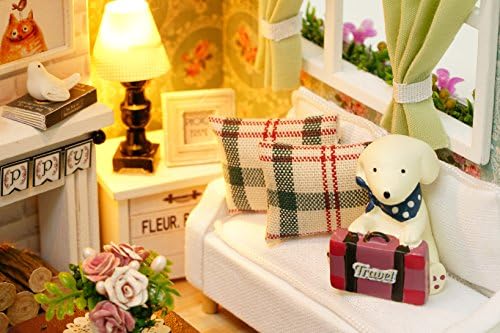 DIY Miniature Dollhouse Kits - Wooden Mini Model House with LED Lights, Tiny Furniture & Accessories – Craft Building Kits for Adults – Birthday Christmas Valentine's Gift- Happy Time - Image 5
