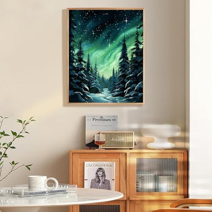 Paint by Numbers Kit for Adults Beginner, Aurora Adult Paint by Number Kits on Canvas Without Frame, Forest Oil Painting by Numbers for Home Decor Gift 16” W x 20”L - Image 2