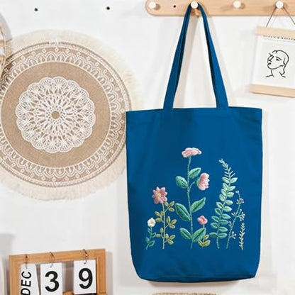 CREAWONDER Canvas Tote Bag Embroidery Kit with Pattern for Beginners, Arts and DIY Embroidery Crafts Kits for Adults, Include Instructions, Embroidery Hoops, Color Threads and Tool - Image 7
