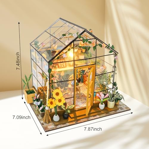 GuDoQi DIY Miniature Dollhouse Kit, Tiny House kit with Furniture, Miniature House Kit 1:24 Scale, Handmade Gift for Birthday Easter Day, Sunshine Flower House - Image 2