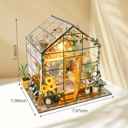 GuDoQi DIY Miniature Dollhouse Kit, Tiny House kit with Furniture, Miniature House Kit 1:24 Scale, Handmade Gift for Birthday Easter Day, Sunshine Flower House - Image 2