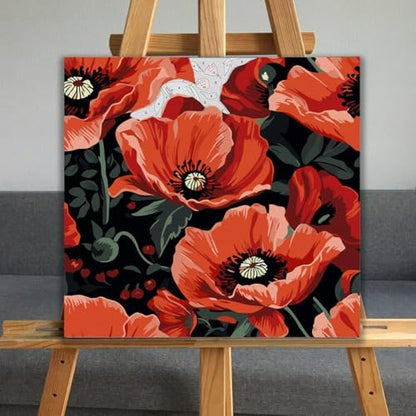 JUJUHOOD Red Poppy Paint by Numbers Kit for Adults Beginner & Kids Ages 8-12, Easy Flower Paint by Number Without Easel, Simple Paint by Numbers for Gift Home Wall Decor (10x10Inch) - Image 5