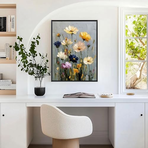 Ausanrl Flowers Framed Paint by Numbers Wooden Easel - Adult Paint by Number Kits on Canvas Framed, Floral Paint by Numbers with Frame,Gifts and Home Wall Decor 12x16inch - Image 3