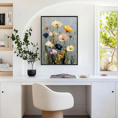 Ausanrl Flowers Framed Paint by Numbers Wooden Easel - Adult Paint by Number Kits on Canvas Framed, Floral Paint by Numbers with Frame,Gifts and Home Wall Decor 12x16inch - Image 3