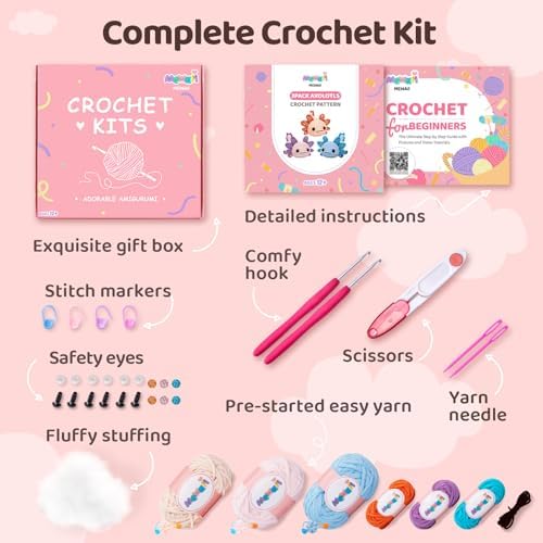 Mewaii Crochet Kit for Beginners, 3 Pack Axolotl Craft Set - Image 4