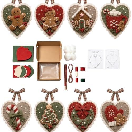 Winter Birds Pre-Cut Felt Heart Ornament Kit，Gingerbread Christmas by Unknown