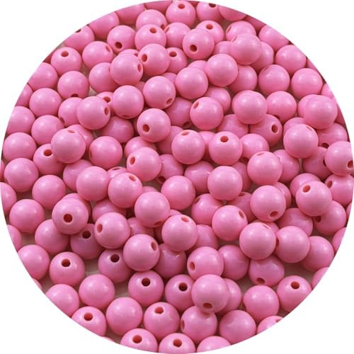 200pcs Acrylic Round Beads for Crafts 10mm Resin Candy Color Spacer Beads with Hole for Jewelry Making Sewing Crafts Decoration Necklaces Bracelets Earrings Supplies(Pink) by Unknown