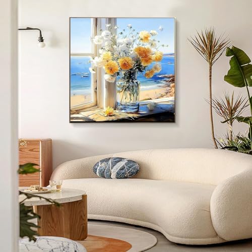 bestact Framed Daisy Paint by Numbers Kits for Adults,Flowers Painting by Numbers with Framed for Beginner on Canvas Easy DIY Painting Kits for Home Wall Decoration and Gifts,8x8INCH (Flower5) - Image 6