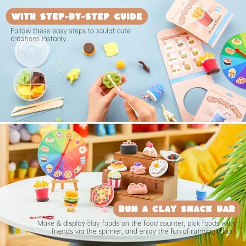 Shuttle Art Air Dry Clay for Kids - Food Store, 21 PCS Modeling Clay Kit with Sculpting Tools and Tutorials, Safe & Non-Sticky, Craft Gifts for Boys & Girls - Image 5