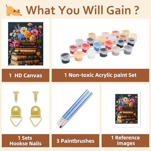 Reivworl Book Paint by Numbers Kit for Adults Beginners, Flowers Paint by Numbers, Adult Paint by Number Kits for Gifts and Home Wall Decor 16x20 Inch - Image 6