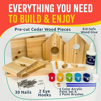 Jr Bird House Kit, DIY Cedar Wood Birdhouse for Outdoors with Paint - Image 2