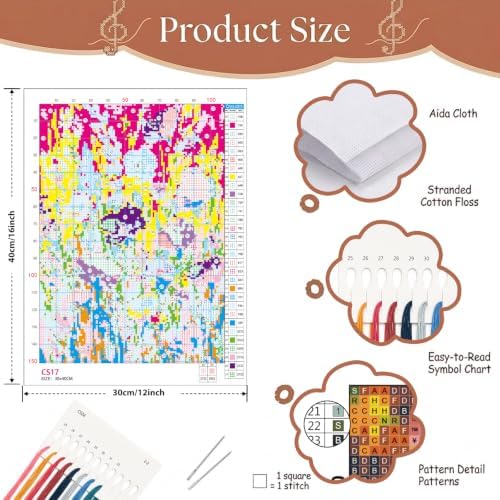 Floral Wildflower Stamped Cross Stitch Kits for Beginner 12x16 Inch - Image 6
