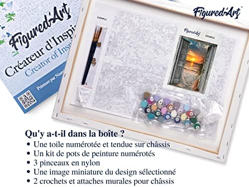 Figured'Art Paint by Numbers Kit for Adults with Frame Door to The Beach 16"x20" - Craft Art Painting DIY Kit Canvas Already Stretched on a Wooden Frame - Image 5