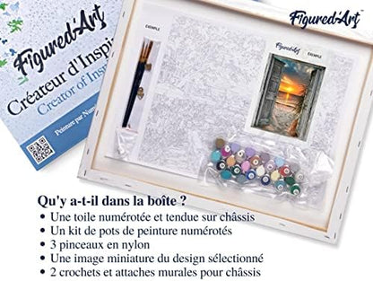 Figured'Art Paint by Numbers Kit for Adults with Frame Door to The Beach 16"x20" - Craft Art Painting DIY Kit Canvas Already Stretched on a Wooden Frame - Image 5
