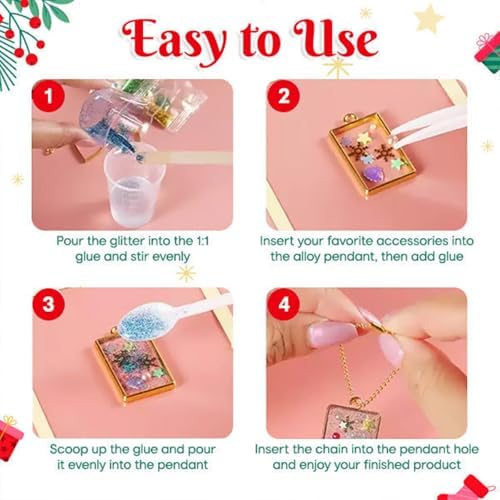 ZVLZVL DIY Resin Pendant, Jewelry Making Kit, Advanced DIY Handmade Crystal Epoxy Pendant, Resin Mold Kit- Creative Christmas Gift, Birthday Gift (1 Pack) - Image 3