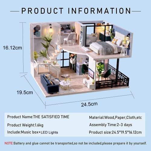 CUTEROOM DIY Miniature Dollhouse Kit with Furniture, Wooden Doll House Kit with LED Lights (L032) - Image 2