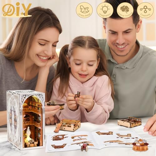 MiniCity Public Library DIY Book Nook Kit, Miniature House Puzzle with LED - Image 6