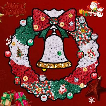 Taybonds Christmas Clay Beads for Bracelets Jewelry Making Kit, Xmas Colored Red Green Heishi Bead Kit,Christmas Charms,Golden Spacer Beads,Letter Beads for Friendship Gift,Holiday Polymer Clay Beads - Image 2