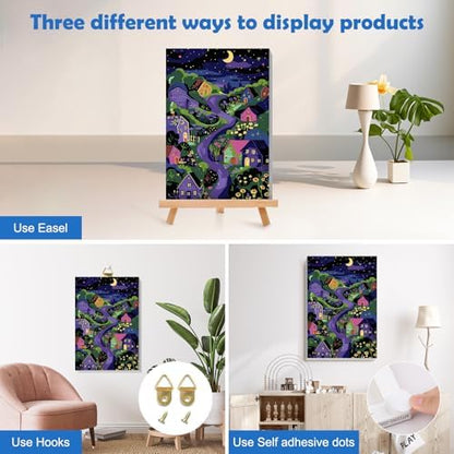 MOGTAA Starry Night Paint by Numbers Kit for Adults Beginners with Frame, House and Flowers Adult Paint by Number Kits on Canvas with Easel, Easy DIY Oil Painting Kits for Home Decor, 8x12in - Image 3