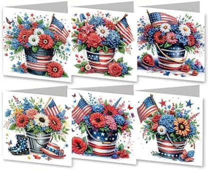 6Pcs Greeting Card DIY Diamond Art Painting Greeting Cards Special Shaped Holiday Blessing Folding Card Kit with Envelopes Arts Crafts for Birthday Festival-Bouquet by BAYUNOESparkDiamondCraft