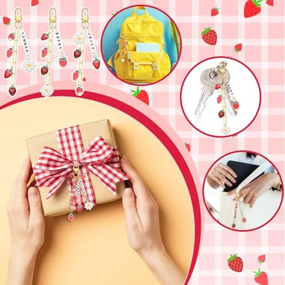 CraftyDream 558 Pcs Strawberry Charm Keychain Making Kit Christmas DIY Gift - Image 6