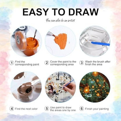 Yezavesu Paint by Numbers Kit for Adults, Scenery Adult Paint by Number Kits on Canvas Without Frame, DIY Acrylic Landscape Painting by Numbers for Home Wall Decor Gift 16x20 Inch - Image 6