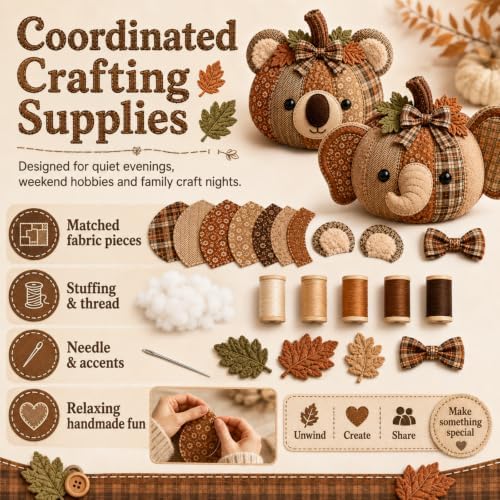 DIY Animal Pumpkin Sewing Kit, 12 Woodland Crafts for Adults (Hedgehog) - Image 5