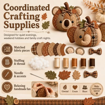 DIY Animal Pumpkin Sewing Kit, 12 Woodland Crafts for Adults (Hedgehog) - Image 5