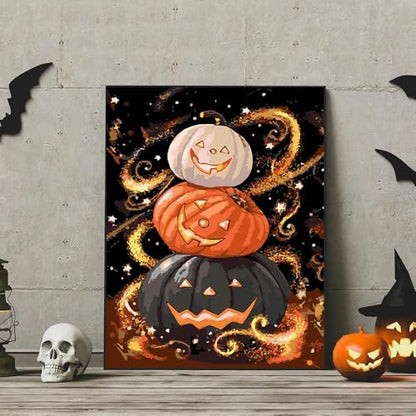 NEGEKFKX Halloween Pumpkin Paint by Numbers Kit for Adults Beginner with Frame,Horror Easy Adult Paint by Number Kits on Canvas DIY Painting for Beginners Art by Numbers for Home Wall Decor 12x8 Inch - Image 3