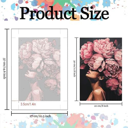 6 Pack Fashion Woman Paint by Numbers Kit for Adults Beginners 8x12 Inch, Abstract Flower Girl Paint by Number Kits on Canvas Without Frame, DIY Acrylic Painting by Numbers for Home Wall Decor Gift - Image 3