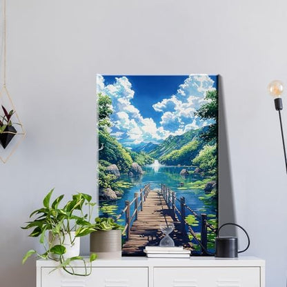 JOOZ Paint by Numbers Kit for Adults with Frame, Landscape Paint by Numbers with Easel, Lake Mountain Paint by Number with Frame, DIY Easy Paint by Numbers Kit for Adults Home Wall Decor 8 x 12 Inch - Image 3