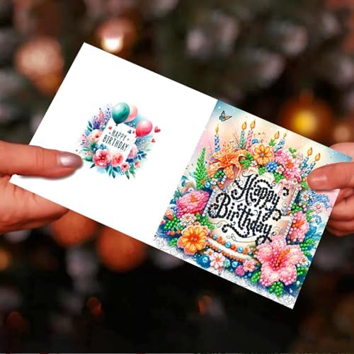 pigpigboss 6 Packs Happy Birthday Diamond Painting Greeting Cards - Image 4