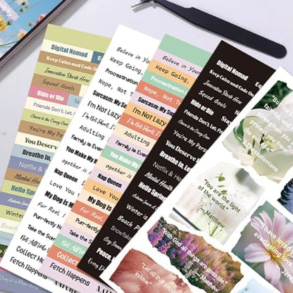 Bomichi Quote Stickers for Journaling, 48 Sheets 2800Pcs+ Word Motivational Inspirational Small Talk Stickers for Scrapbook Junk Journal Bullet Journal DIY Craft Card Making - Image 5