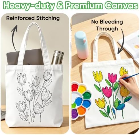 Canvas Tote Bag Painting Kit with Paints & Brushes-10 Set DIY Craft Gift - Image 5