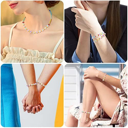 ARTDOT 1400 Pieces Letter Beads for Friendship Bracelets Making Kit, 28 Styles Assortment Jewelry Making Supplies Alphabet Beads Set with Cases Preppy Crafts Gifts, Multicolor White Box Packed - Image 7