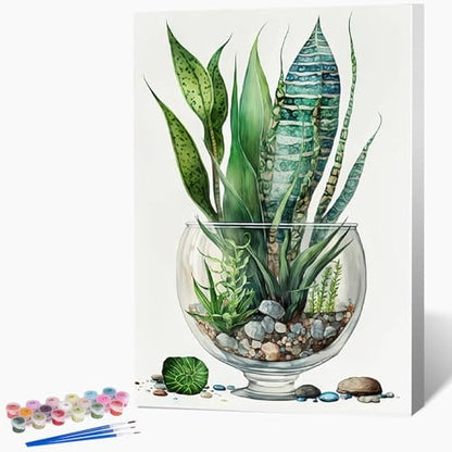 Paint by Numbers Kit for Adults Beginner with Wooden Frame, Plants Framed Adult Paint by Number Kits on Canvas, DIY Easy Acrylic Watercolor Oil Paint by Number for Adults for Home Decor Gift 8x12 Inch by Unknown