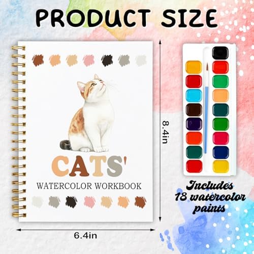 12 Cat Breed Patterns Watercolor Set, Kitten Painting Book for Beginners, DIY Art Gift for Cat Moms, Adults and Teens, Relaxing Stress Relief Watercolor Workbook, Pet Lover Activity Kit - Image 2