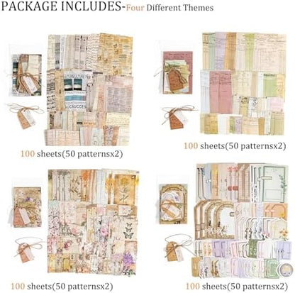 400PCS Vintage Scrapbook Paper Junk Journal Kit Aesthetic Decorative Paper - Image 6