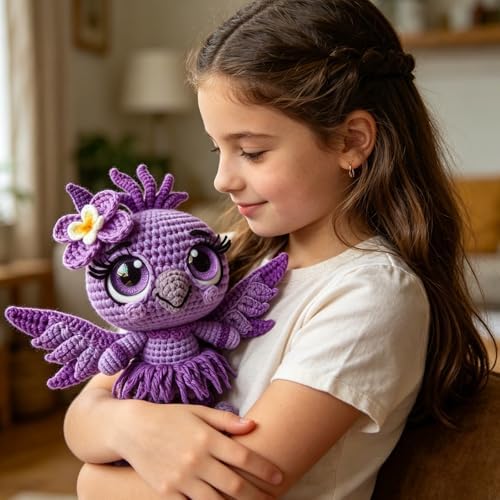 FRANDEK DIY Purple Bird Crochet Kit for Adults, Cute Plush Animal Set - Image 4