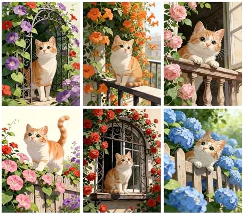 DOTSOPS 5D 6 Pcs Cat Diamond Painting Kits for Adults Diamond Art Kits by DOTSOPS