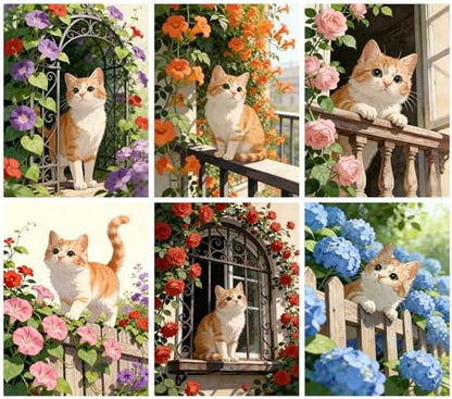 DOTSOPS 5D 6 Pcs Cat Diamond Painting Kits for Adults Diamond Art Kits by DOTSOPS