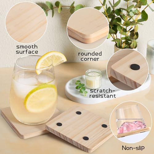 60 PCS Unfinished Wood Coasters, Solid Wooden Blanks for Laser Engraving - Image 6