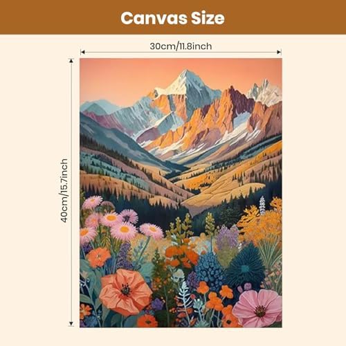 TCDZMYGS 2 Pack Flowers Paint by Numbers Kit for Adults Beginner,Mountain Paint by Number Kits Without Frames,DIY Acrylic Oil Painting by Numbers for Home Wall Decor 11.8 x 15.7 inch - Image 5